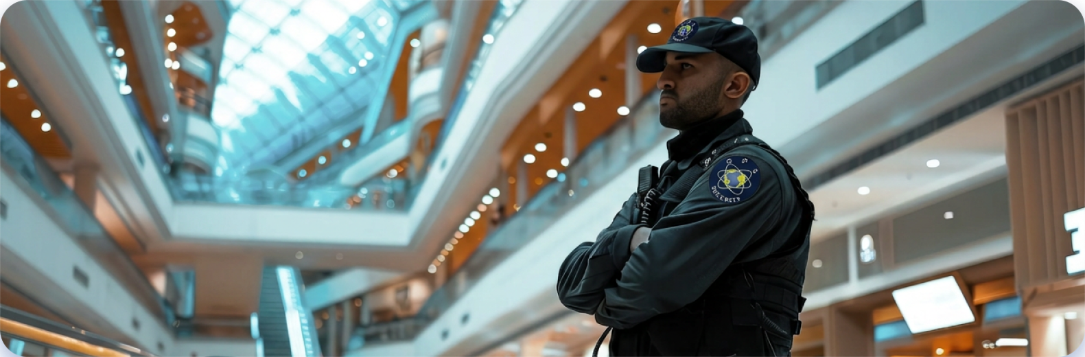 Security guard patrolling a commercial property