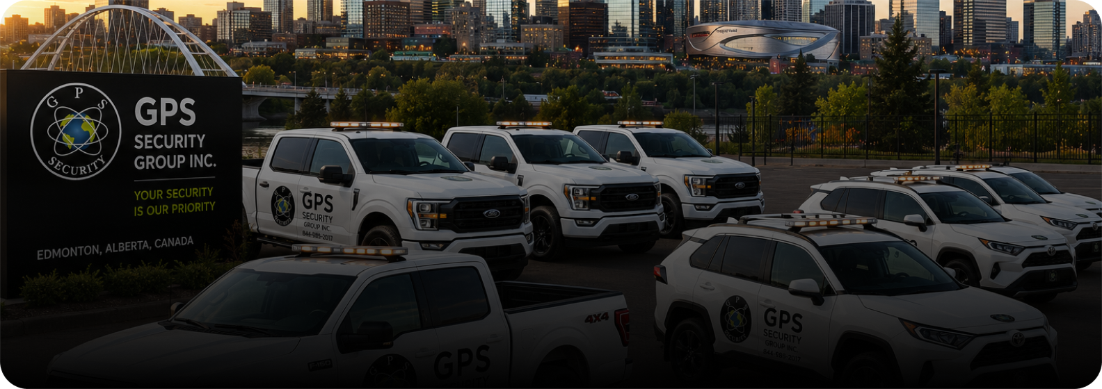 GPS Security fleet vehicles outside Edmonton command centre