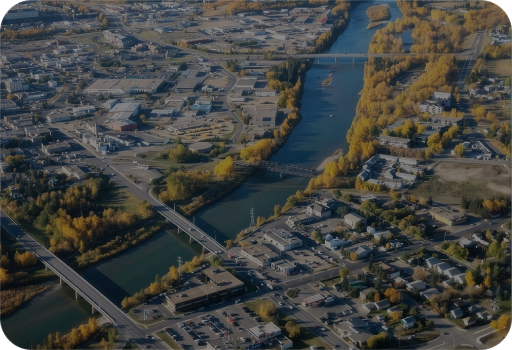 Grande Prairie aerial river view