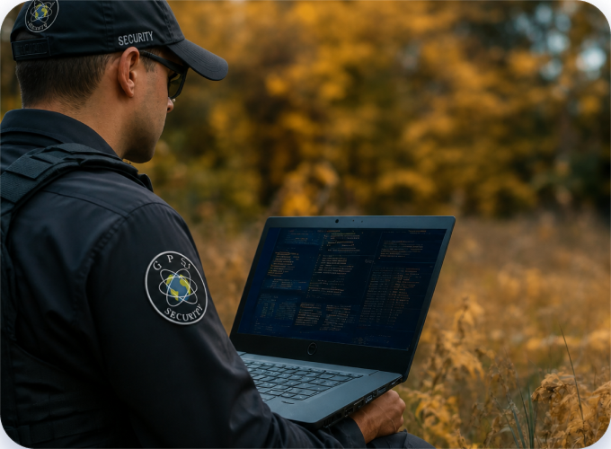 GPS Security officer stationed at a remote work camp