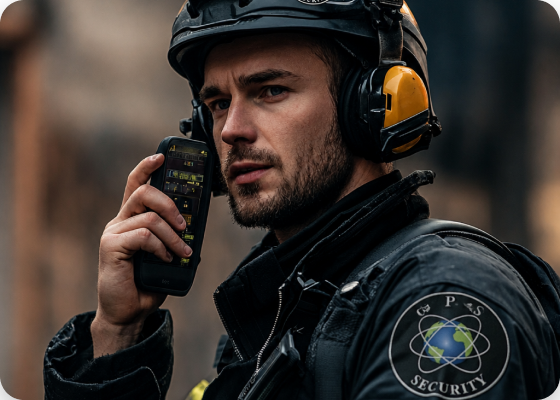 GPS Security fire watch officer logging a patrol digitally