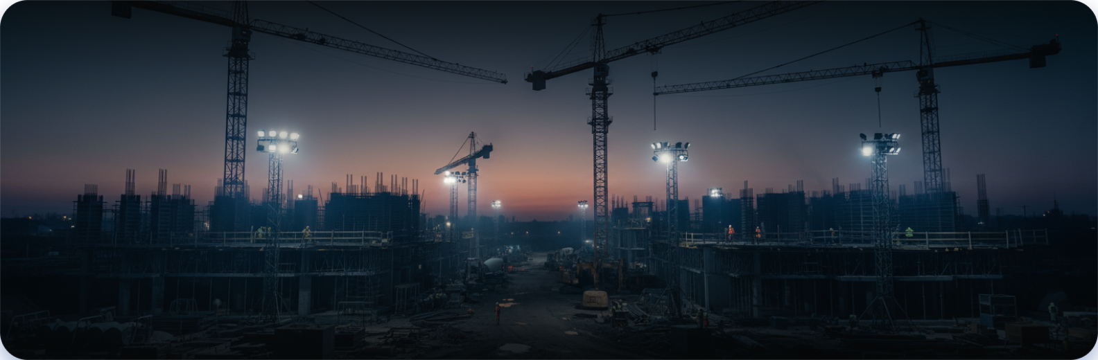 Construction site security at dusk