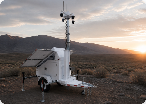 GPS Security surveillance trailer solar panel and AI camera