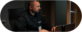 Security operator reviewing footage